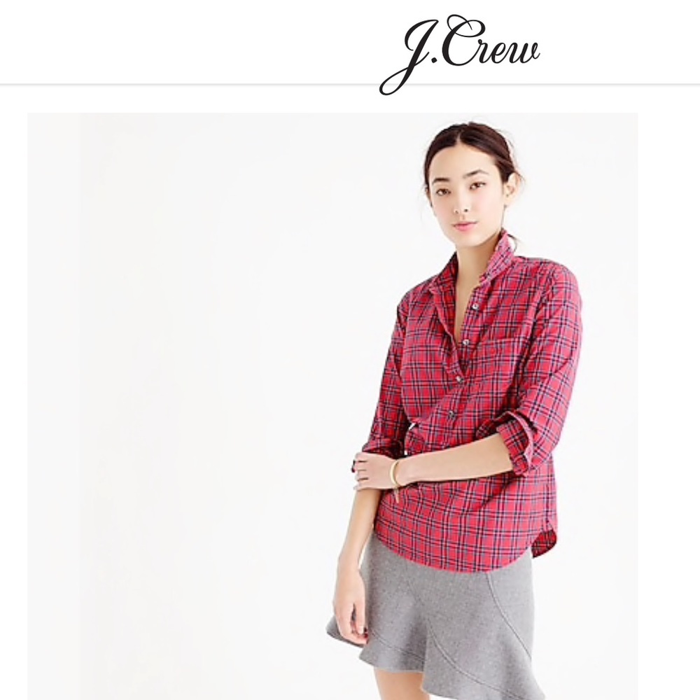 J CREW | Red Popover Cotton Shirt